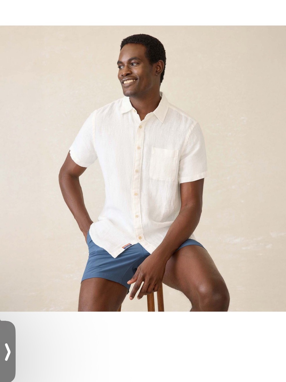 NWT Faherty Men’s Palma Linen Short-Sleeve Button-Down Shirt Off-White SZ S $168